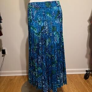 PHOOL | Blue Vibrant Geometric Circle Pattern Maxi Tier Skirt | M